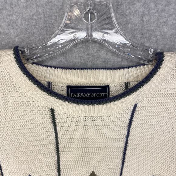 🏌️ Fairway Sport Mens XL Cream Golf Sweater Vintage 90s Fairwaycore 🏌️ - Picture 8 of 10